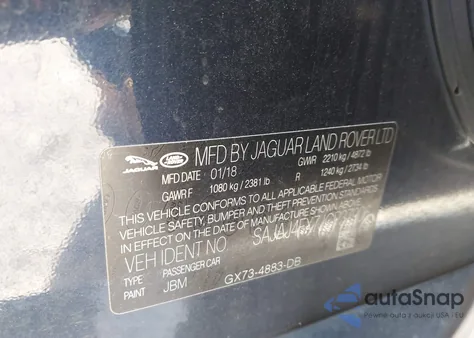 2018 Jaguar Xe 25T Premium z USA, uszkodzony, nr VIN SAJAJ4FX7JCP37906